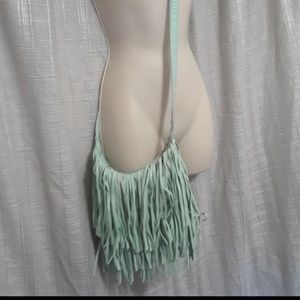 Fringe teal purse